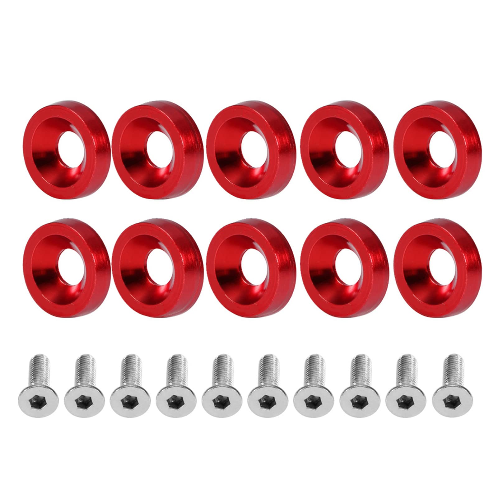 Autodifikationsschrauben, 6 Mm Dichtungsschraube, 8 Farbenfrohe Dekorationsschrauben, 10-Pack-Zubehör für die Vordere und Hintere Stoßfänger, Kennzeichenhalter, (Rot) von ERYUE