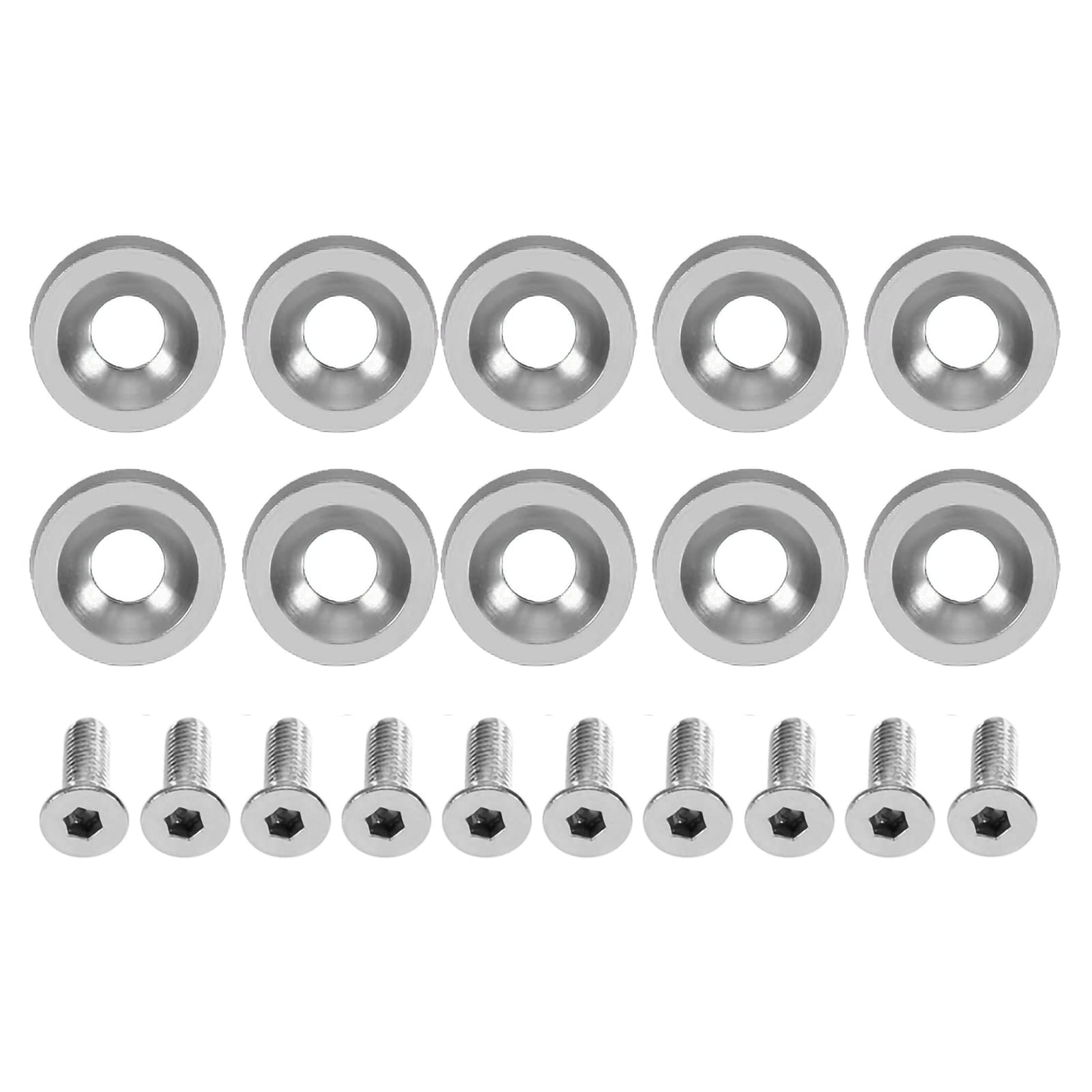 Autodifikationsschrauben, 6 Mm Dichtungsschraube, 8 Farbenfrohe Dekorationsschrauben, 10-Pack-Zubehör für die Vordere und Hintere Stoßfänger, Kennzeichenhalter, (Silber) von ERYUE