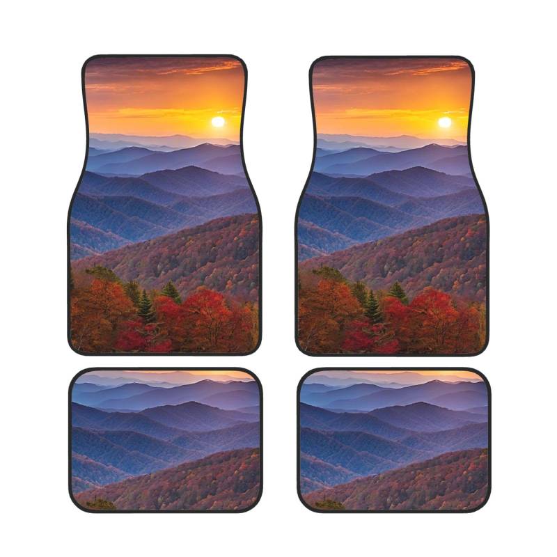 Blue Ridge Parkway Mountains Print Autofußmatten Set mit 4 Teilen verschönern Sie Ihren Auto-Innenraum mit stilvollen Drucken von ESASAM