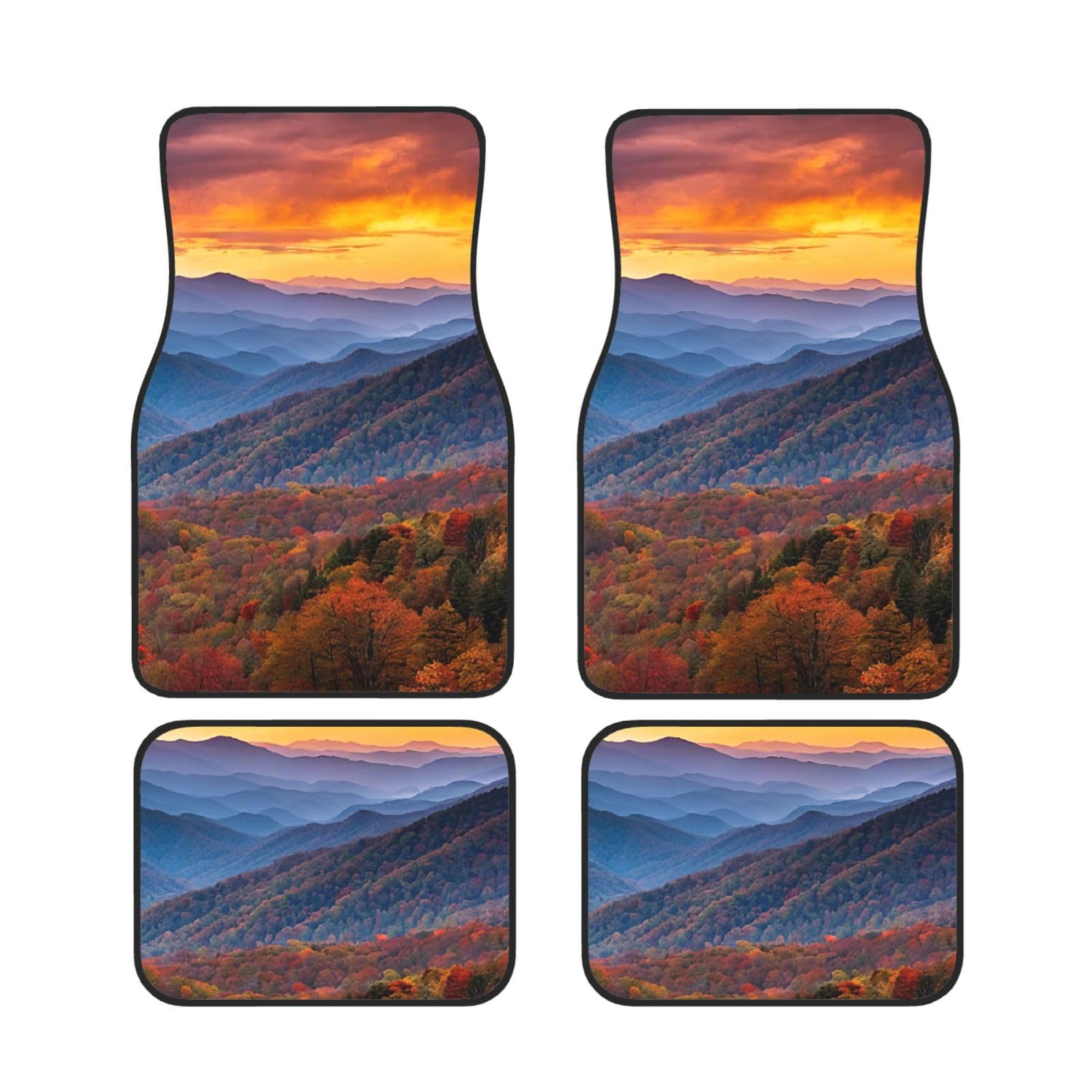 Blue Ridge Parkway Mountains Print Autofußmatten Set mit 4 Teilen verschönern Sie Ihren Auto-Innenraum mit stilvollen Drucken von ESASAM