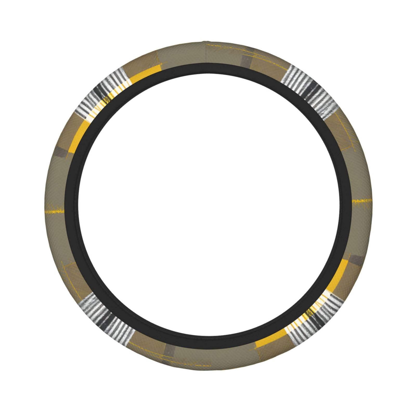 Gelbe, graue, schwarze karierte doppellagige, dicke Lenkradhülle, kann Ihr Auto dekorieren und schützen von ESASAM
