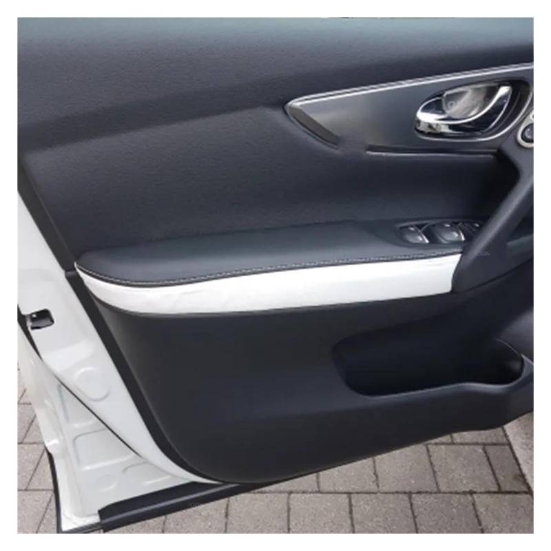 Auto Zierleisten Innen 4 Stücke Auto Türgriff Panels Armlehne Mikrofaser Leder Abdeckung Trim W/armaturen Für Nissan Für Qashqai J11 2016 2017 2018 Innenzierleiste(Black-White Splice) von ESPYN