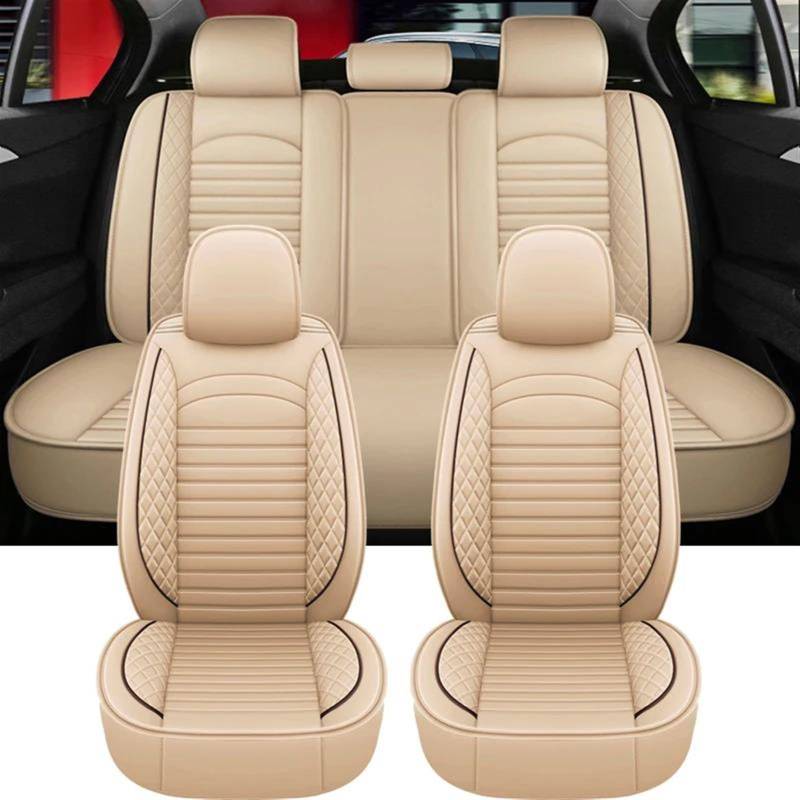Autositzschoner Autositzkissenbezug Komplettset Für Ibiza Für E91 Für Touring Für Qashqai Für J10 J11 Center Interior Auto-Sitzbezug(Beige A) von ESPYN