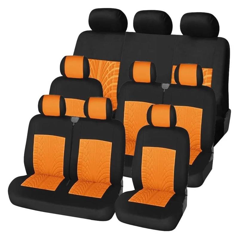 ESPYN Autositzschoner 9-Sitzer-Bussitzbezüge Schmutzabweisende Autositzschoner Mehrere Farben Auto-Sitzbezug(Orange-9PCS) von ESPYN