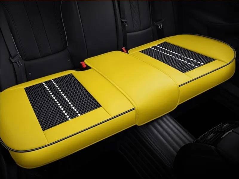 ESPYN Autositzschoner Autositzbezug Luxuriöser Eisseide-PU-Leder-Vordersitz Rutschfestes Kissen Universeller Auto-Innenschutz-Sitzbezug Auto-Sitzbezug(B-Yellow Black) von ESPYN