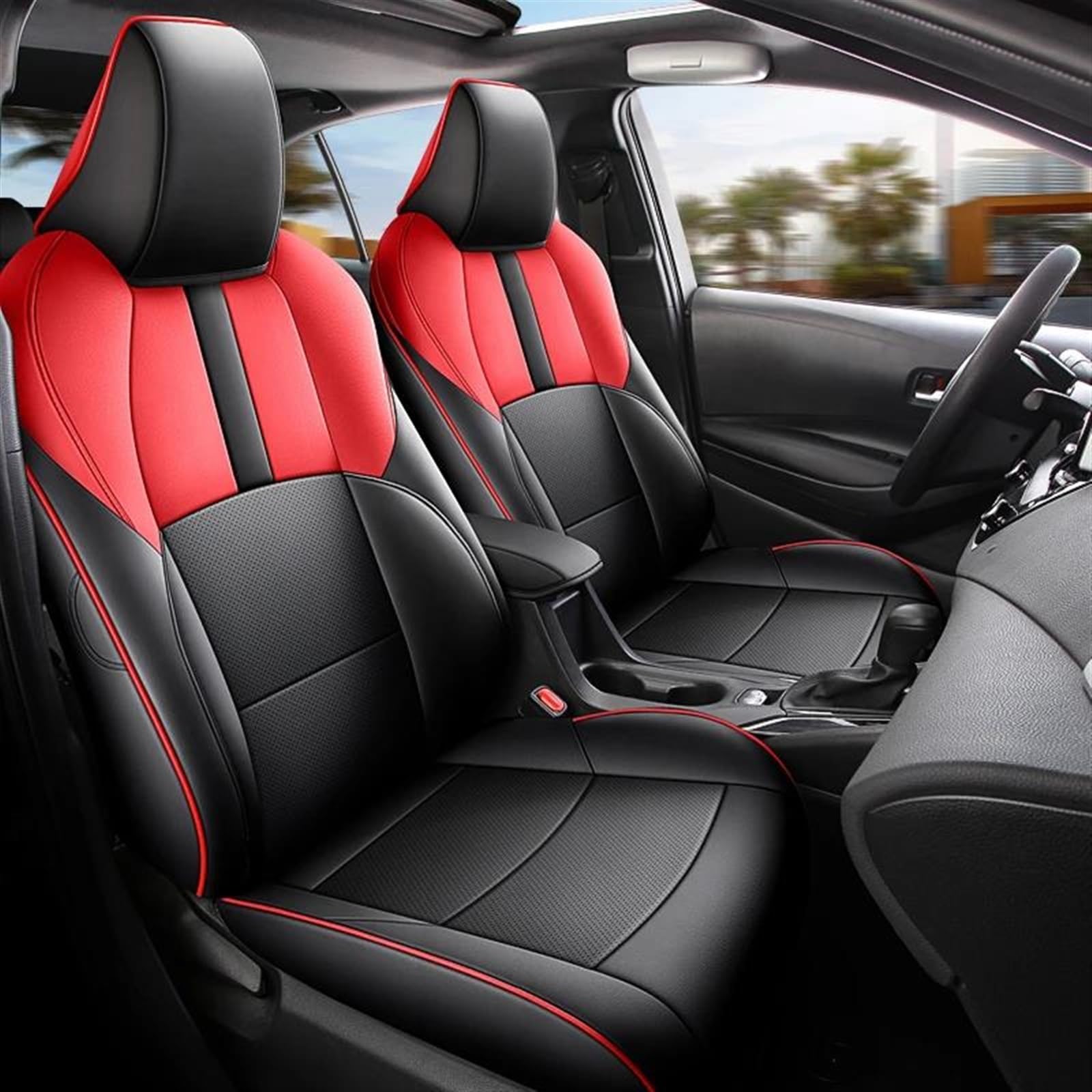 ESPYN Autositzschoner Benutzerdefinierte Autositzbezug Für Select Für Toyota Für Corolla 2020-2023 Wasserdichtes Leder Komplettset Auto-Sitzbezug(Rot) von ESPYN