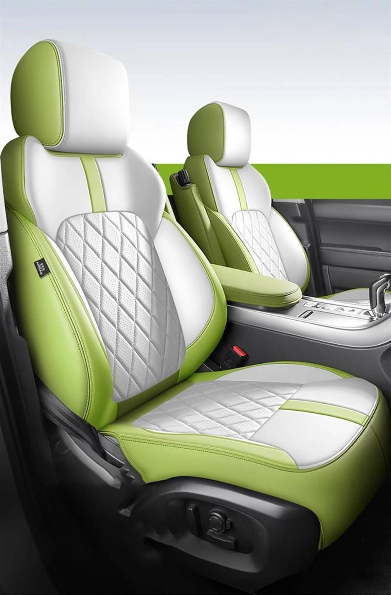 ESPYN Autositzschoner Benutzerdefinierte Autositzbezug Für Toyota Für Corolla Für Rav4 Für Hilux rutschfeste Luxus-Innenausstattung Auto-Sitzbezug(White Green) von ESPYN