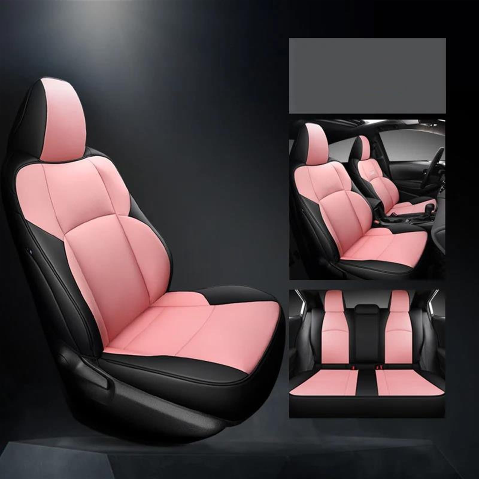 ESPYN Autositzschoner Benutzerdefinierte Komplettes Set Autositzbezüge Für Toyota Für Corolla Für Levin 2019-2024 Kunstleder Auto-Sitzbezug(Pink) von ESPYN