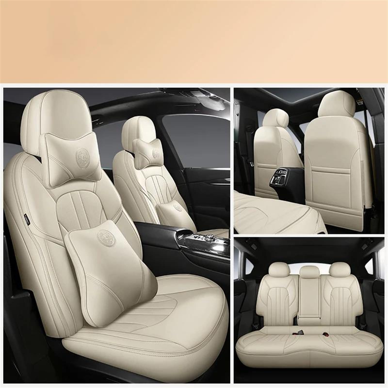 ESPYN Autositzschoner Luxus Custom Full Set Autositzbezüge Für Jeep Für Grand Cherokee 2012–2017 Leder-Interieur Auto-Sitzschutz Auto-Sitzbezug(Beige A) von ESPYN
