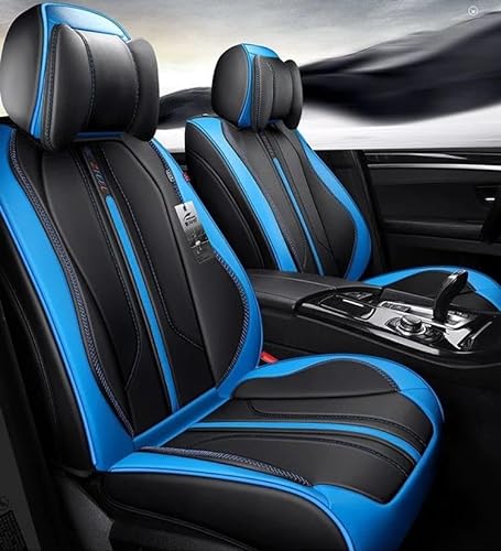 ESPYN Autositzschoner Universelle Autozubehör-Sitzbezüge Für 5-Sitzer-Autos Langlebiges Leder Fünf Sitze Für LKW-SUV Auto-Sitzbezug(Schwarz Blau) von ESPYN