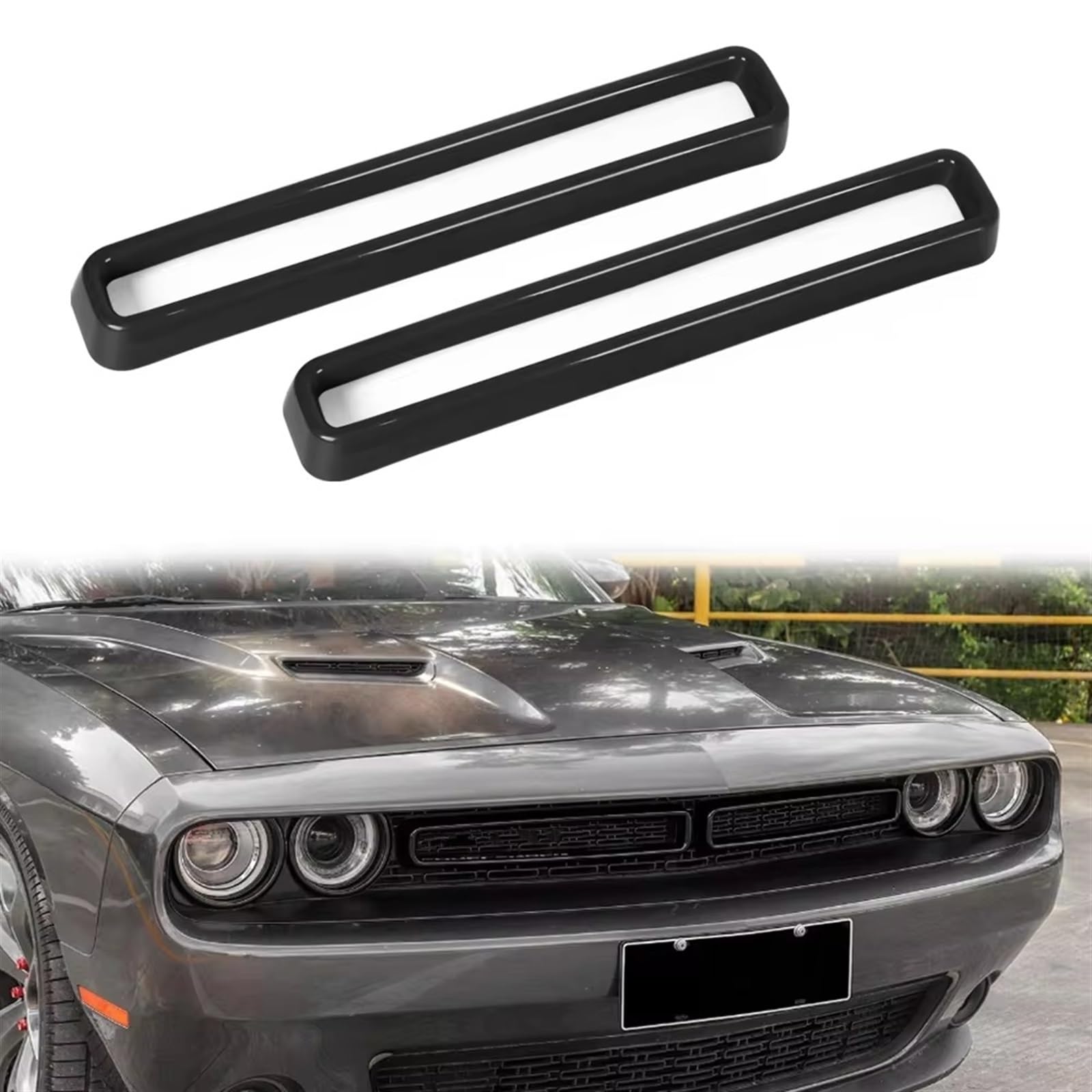 Frontgrill 2 Stück Frontgrill Grilleinsätze Abdeckleiste Schwarz Rot Blau Gelb Für Dodge Für Challenger 2015 2016 2017 2018 2019 2020 2021 2022 Kühlergrill(Schwarz) von ESPYN