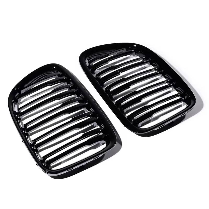 Frontgrill 2 Stück Racing Grills Für E84 X1 18i 20i 25i 28i 2009 2010 2011 2012 2013 2014 2015 Auto Vorderen Stoßfänger Niere Gitter Dual Linie Doppel Lamellen Kühlergrill von ESPYN