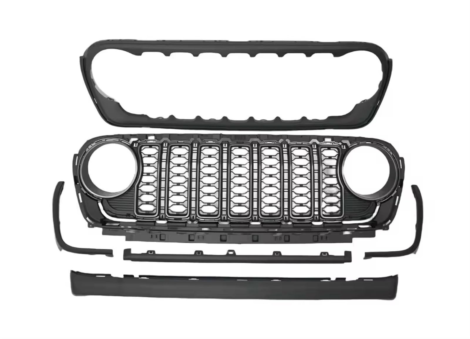 Frontgrill 2024 Kühlergrill Ohne Kameraloch ABS Für Jeep Für Wrangler JL 2018++ Für Gladiator JT JL1300 Für LantSun Kühlergrill von ESPYN