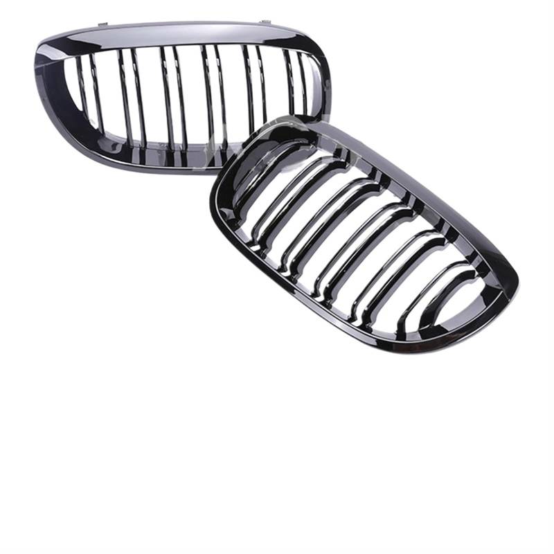 Frontgrill Auto-Frontstoßstange, Nieren-Racing-Grill, Glänzend Schwarz, Haubengrill, Doppellamellen, Für 3er-Serie E46 Facelift 2004 2005 2006 2007 2/4-Türer Kühlergrill(2-dual Black 04-07) von ESPYN