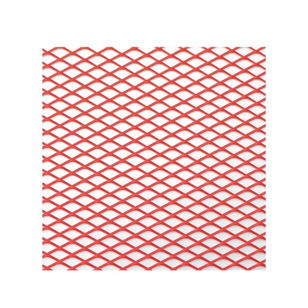 Frontgrill Auto Stoßstange Grille100x33cm Aluminium Legierung Rhombischen Grill Mesh Blatt Auto Gitter Belüftung Grille Für Autoscooter Zubehör Kühlergrill(Red Diamond 6x12mm) von ESPYN