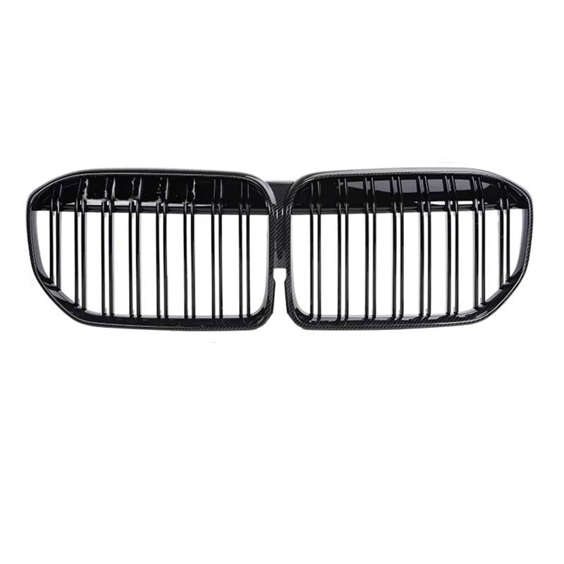 Frontgrill Carbon Kühlergrill, Glänzend Schwarz, Frontstoßstange, Nieren-Racing-Kühlergrill-Abdeckung Für 7er G11 G12 2020 2021 2022 2023 Kühlergrill(Dual Carbon Look) von ESPYN