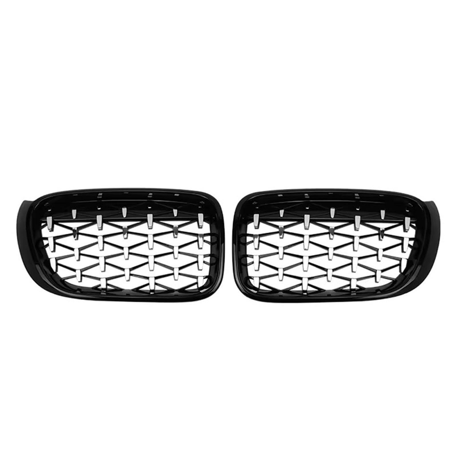 Frontgrill Chrom-Diamanten-Stil Frontstoßstangengitter Für X3 F25 X4 F26 2014 2015 2016 2017 2018 Carbonfaser-Look Doppellinien-Renngrill Kühlergrill(Diamond-Chrome Black) von ESPYN