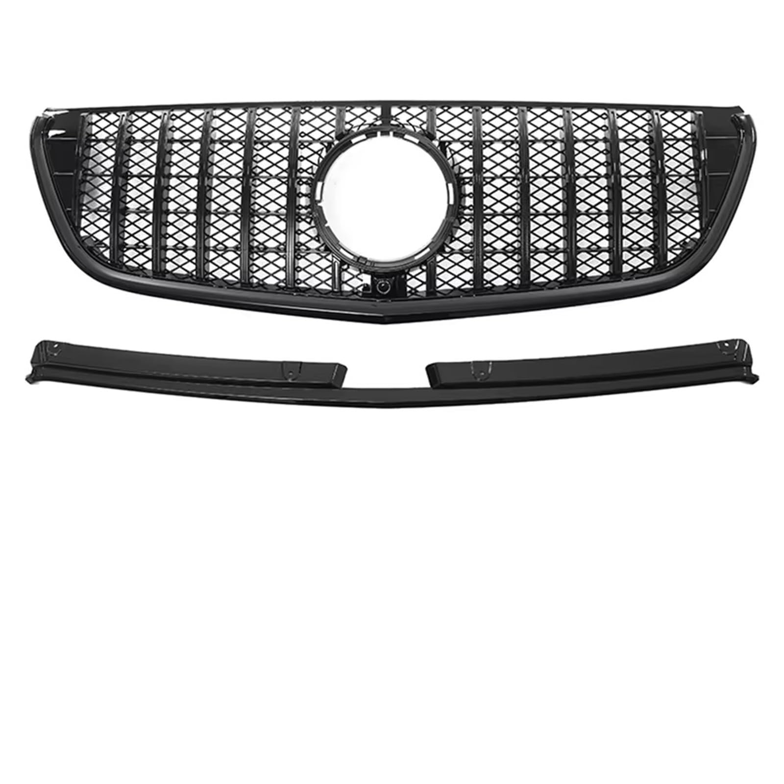 Frontgrill Front Glänzend Schwarz Für Renngrill Im Für GTR-Stil Für Benz Vito-Klasse 2016 2017 2018 2019 2020, Oberer Kühlergrill Im Chrom-Silber-Diamanten-Stil Kühlergrill(G-Black WNet) von ESPYN