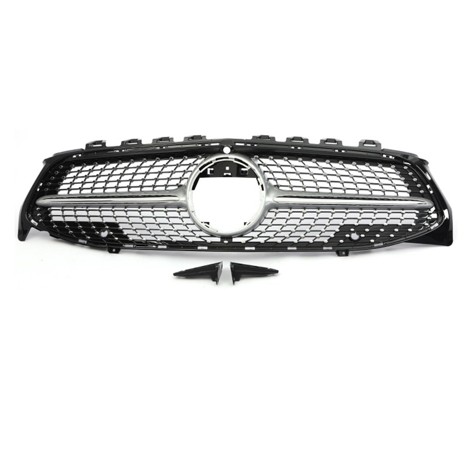 Frontgrill Frontstoßstange GT Diamond Für AMG Grill Für Benz Für CLA W118 CLA180 CLA200 CLA250 CLA260 CLA45 2019–2024, Schwarz-silberner Facelift-Grill Kühlergrill(Diamond Sliver with) von ESPYN