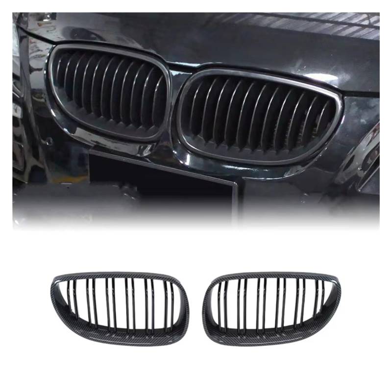 Frontgrill Frontstoßstange Nierengitter Grill Haube Mesh Double Line Refit Body Kit Für E60 M5 E61 520i 545i 550i 535i 2003–2010 5er Kühlergrill(Double Line Carbon) von ESPYN