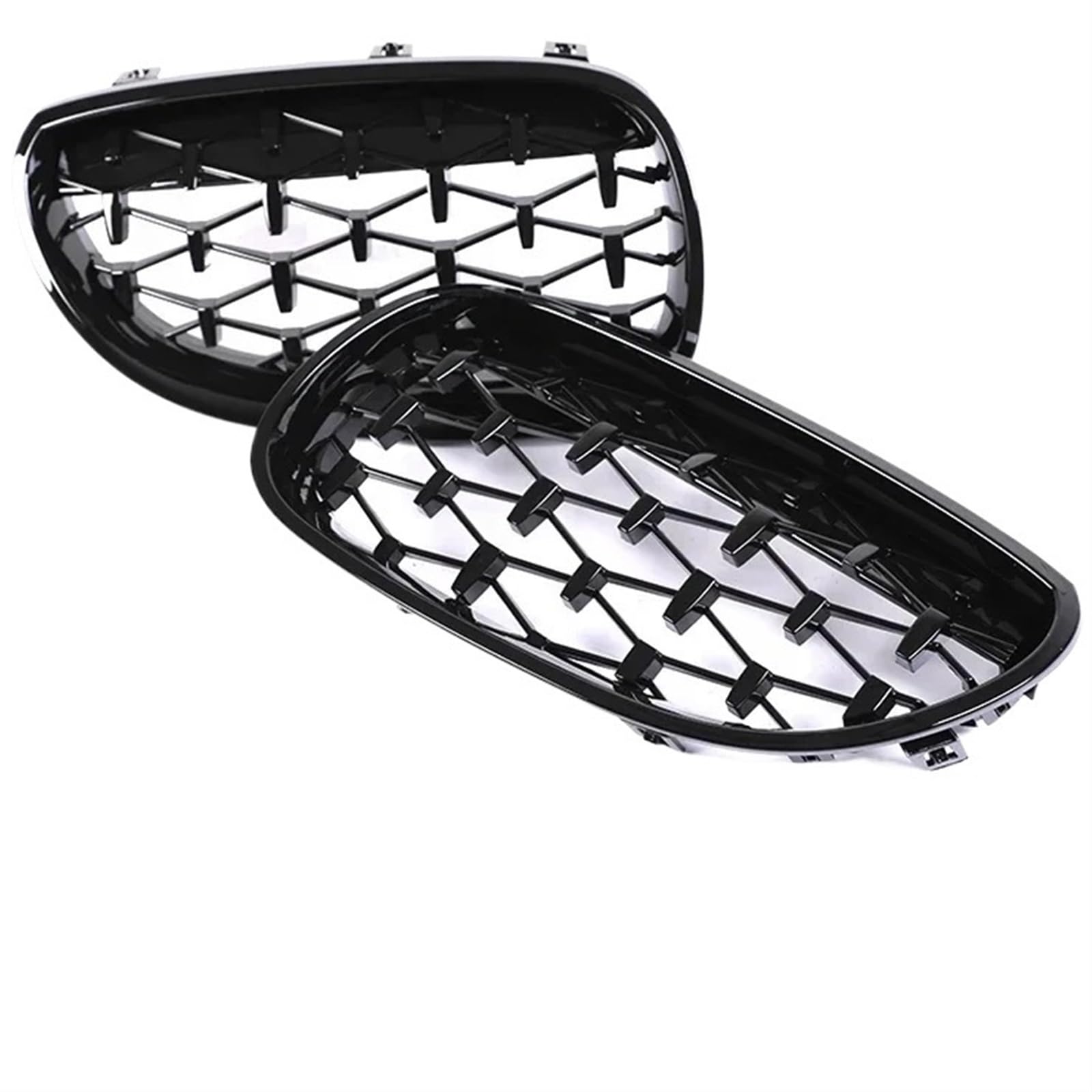 Frontgrill Frontstoßstange Racing M5 Grill Glänzend Schwarz Chrom Carbon Grill Für 5er E60 E61 2004 2005 2006 2007 2008 2009 530i 535i 540i Zubehör Kühlergrill(Diamond All Black) von ESPYN