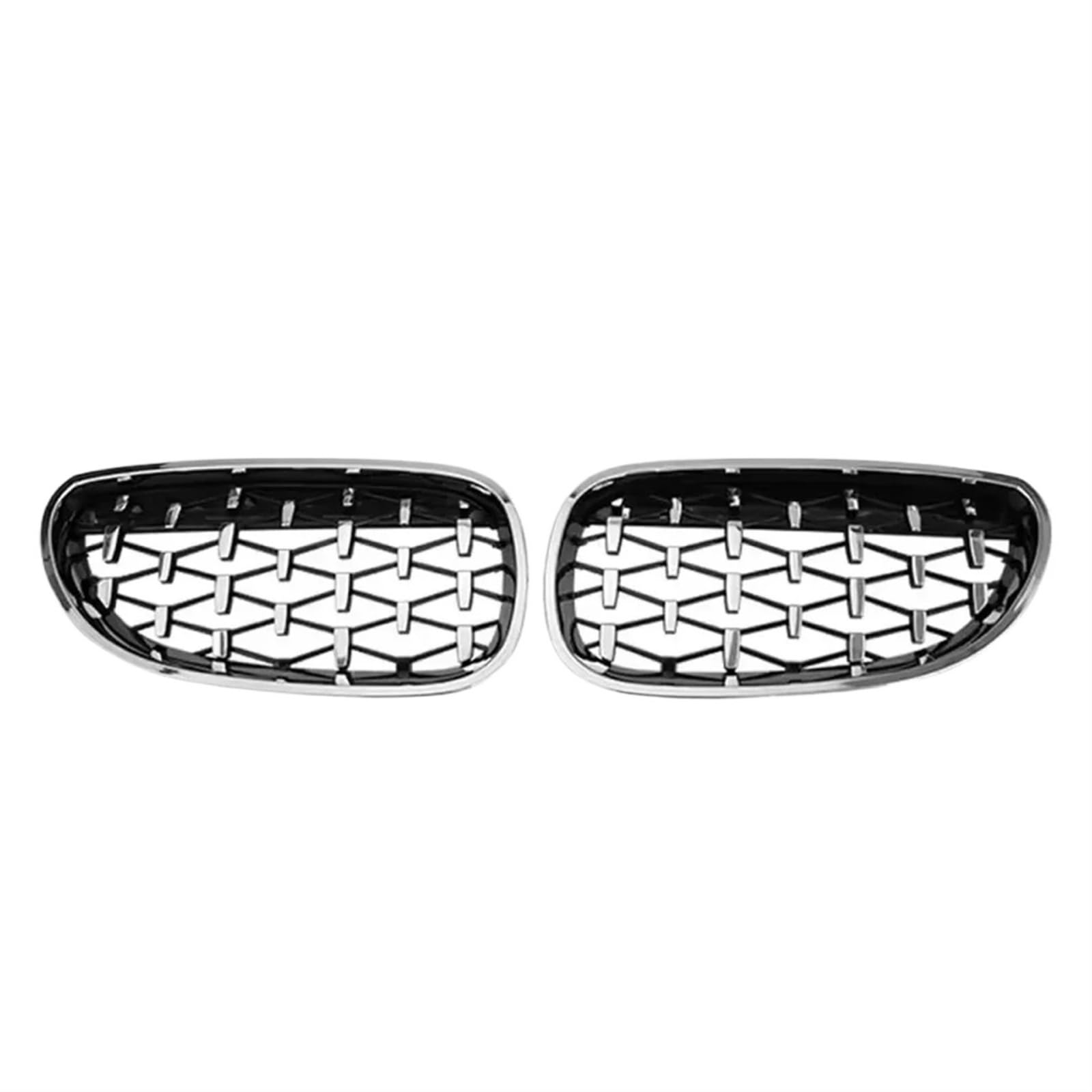 Frontgrill Frontstoßstangen-Haubengitter Im Chrom-Diamanten-Stil Für 5er E60/E61 M5 325i 2004 2005 2006 2007 2008 2009 Lamellengitter Im Single-Line-Stil Kühlergrill(Diamond-Silver) von ESPYN