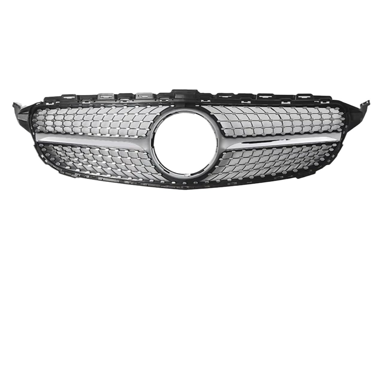 Frontgrill Frontstoßstangengrill Für Benz C-Klasse W205 C180 C200 C250 C300 2015 2016 2017 2018, Chrom-Schwarz-Diamanten-Stil, Renngitter Kühlergrill(Diamonds-Silver) von ESPYN