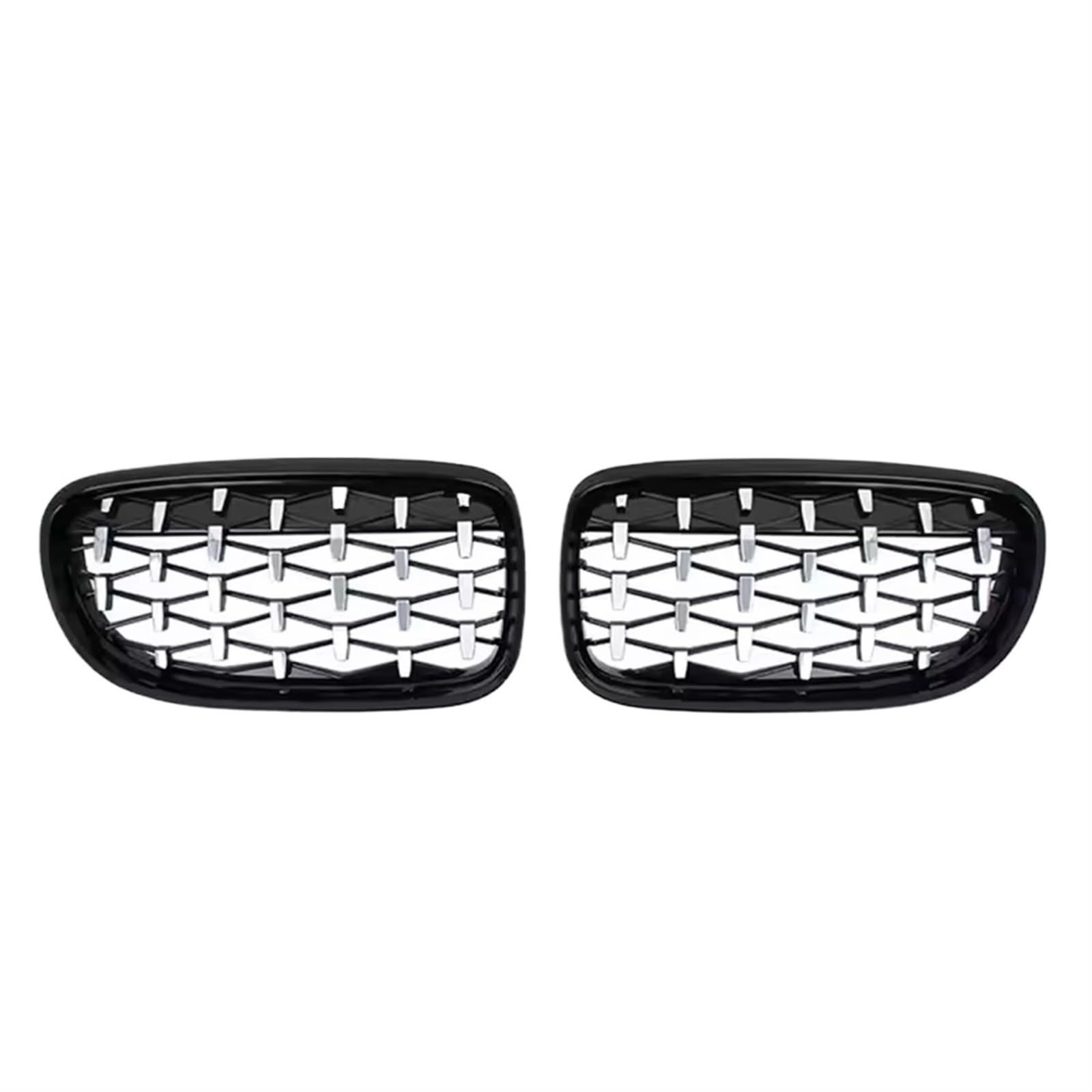 Frontgrill Für 3er E90 E91 2009 2010 2011 2012 Single Line Style Glänzend Schwarz Dual Slats Grilles Diamonds Style Frontstoßstangengitter Kühlergrill(Diamond-Chrome Black) von ESPYN