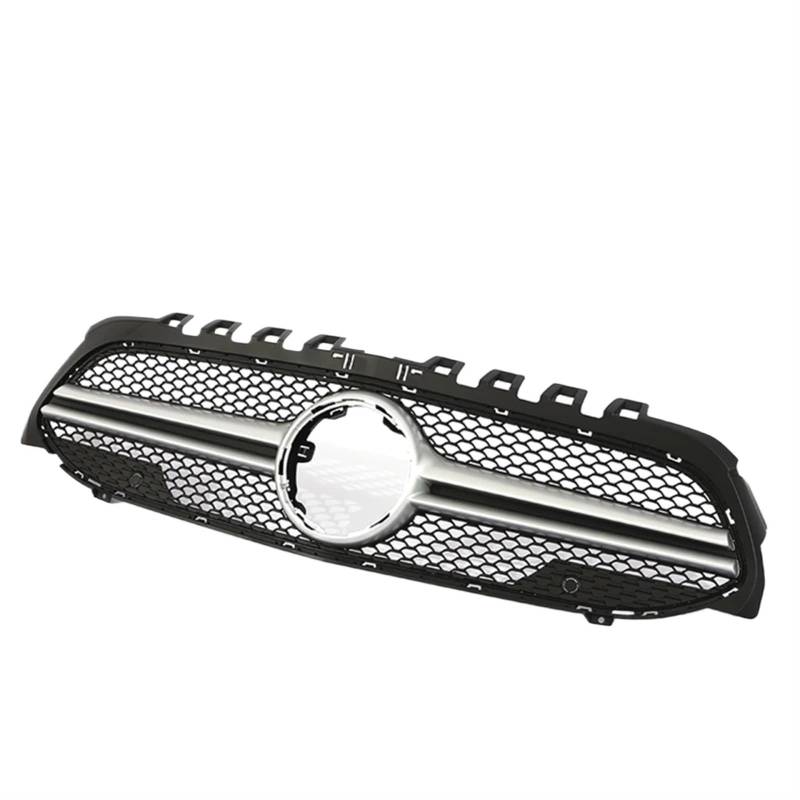 Frontgrill Für Benz A-Klasse V177 W177 2019–2022 Frontstoßstange Panamericana Für GTR Diamond Für AMG A35 A45 A200 A180 Schwarzer Chrom-Grill Kühlergrill(AMG Silver WO Cam) von ESPYN