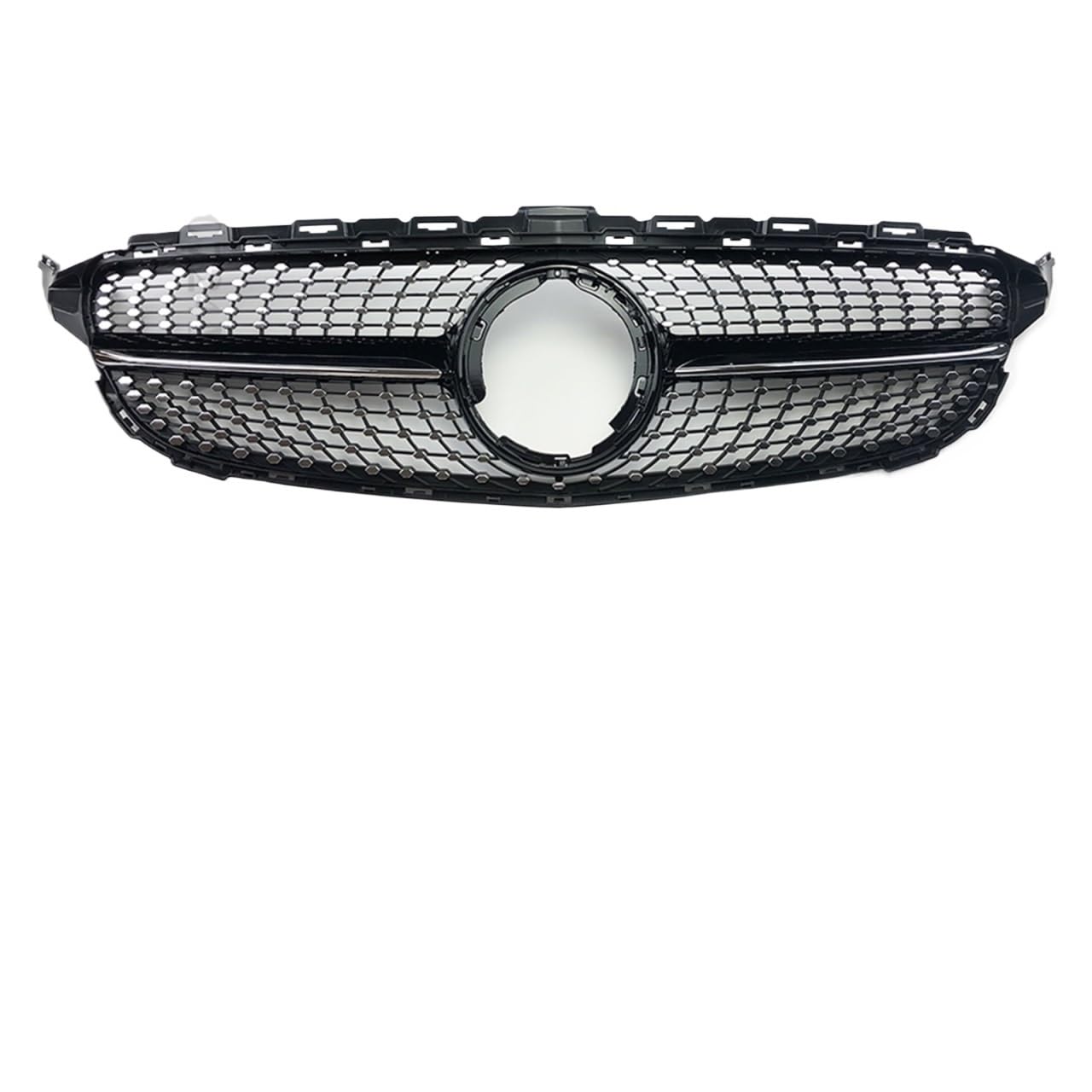 Frontgrill Für Benz C W205 C205 S205 C180 C200 C250 C260 C300 2014 2015 2016 2017 2018 2019 2020 2021 Mesh Front Stoßstange Grille Racing Grill Diamant Stil Kühlergrill(19-21 Glossy Black) von ESPYN