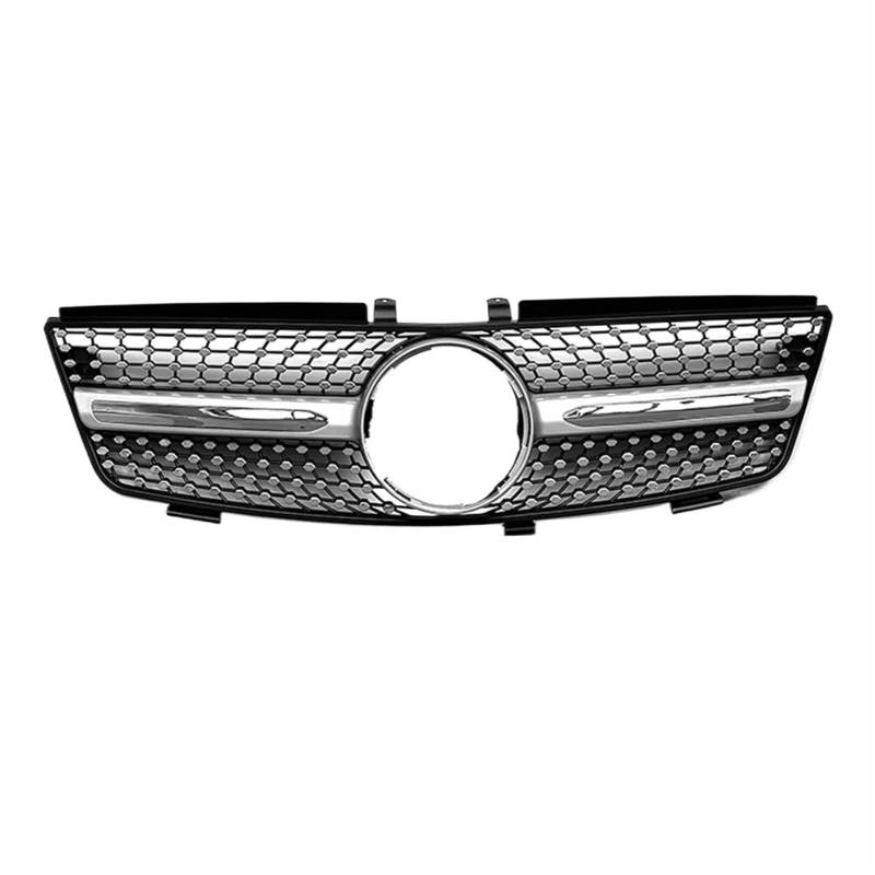 Frontgrill Für Benz ML Klasse W164 2005 2006 2007 2008 ML320 ML350 ML500 Frontgrill Grill Schwarz/Silber Obere Stoßstange Haube Kühler Mesh Grid Kühlergrill(Silber) von ESPYN