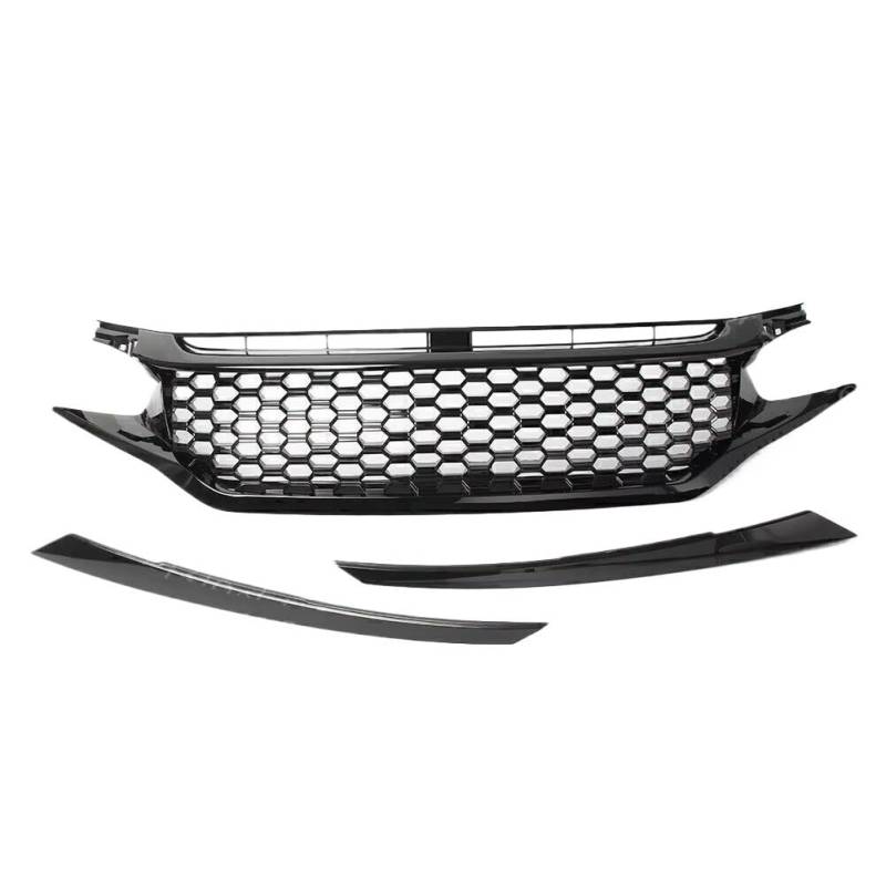 Frontgrill Für Civic 2016 2017 2018 612065397539 Honeycomb Gloss Black Front Bumper Mesh Grille Grill Kühlergrill von ESPYN