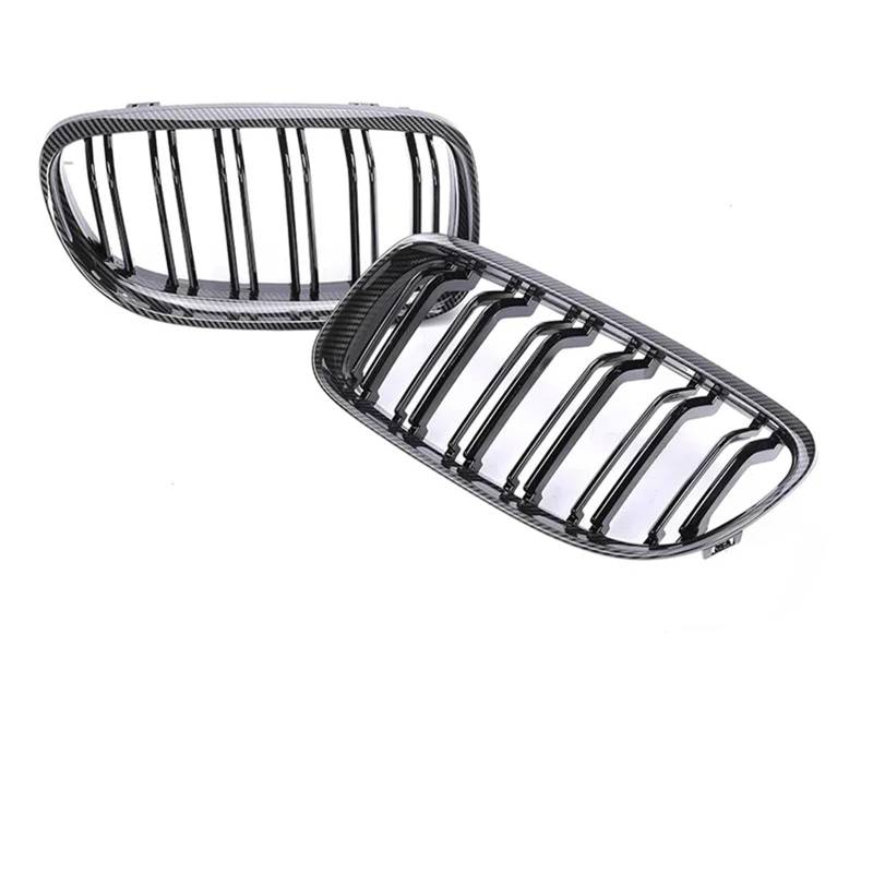 Frontgrill Kohlefaser-Frontstoßstange Freundlicherweise Facelift-Gitterabdeckung Umrüstung Schwarzen Racing-Grills Für 3er E90 E91 2005 2006 2007 2008 2009-2012 Kühlergrill(Carbon Look 09-12) von ESPYN