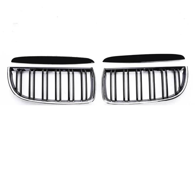 Frontgrill Kohlefaser-Frontstoßstange Freundlicherweise Facelift-Gitterabdeckung Umrüstung Schwarzen Racing-Grills Für 3er E90 E91 2005 2006 2007 2008 2009-2012 Kühlergrill(Chrome Black 05-08) von ESPYN