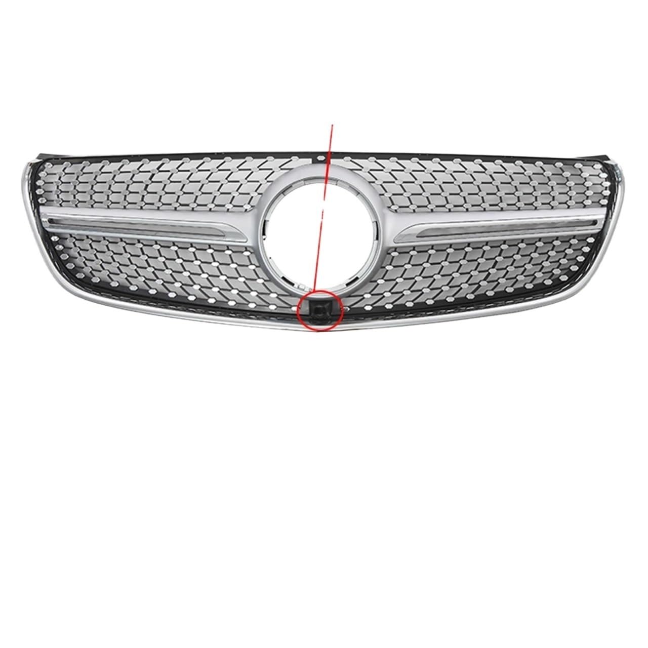 Frontgrill Obere Gitter Im Chrom-Schwarz-Diamanten-Stil Für Benz V W447 V250 V260 2016 2017 2018 2019 2020. Glänzendes Schwarz Für GTR-Stil Stoßstangengrill Kühlergrill(Diamonds-Silver W360) von ESPYN