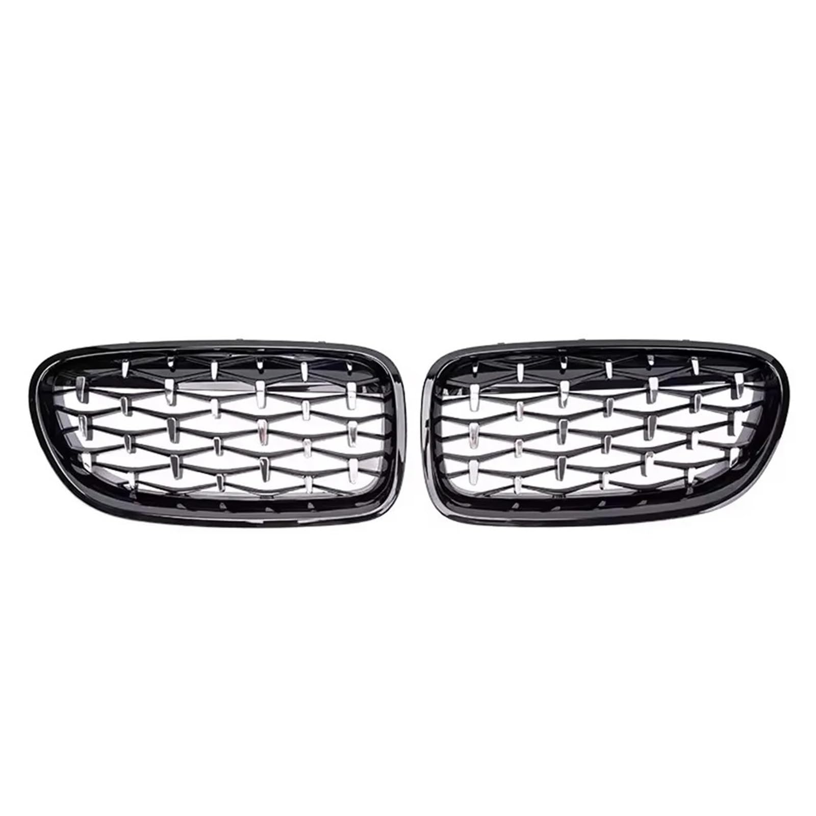 Frontgrill Obere Renngitter Im Silbernen Diamanten-Stil Für 5er F10 F11 F18 2010–2017 528i 535i Frontstoßstange Mit Zwei Lamellen Kühlergrill(Diamond-Chrome Black) von ESPYN