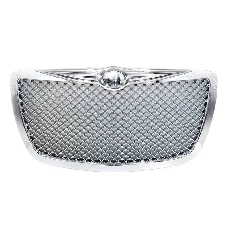 Frontgrill Racing Car Front Grills TT101088 Für Chrysler 300 300C Für Limited Für Touring 2004 2005 2006 2007 2008 2009 2010 Haube Grill Mesh Grille Kühlergrill(Silber) von ESPYN