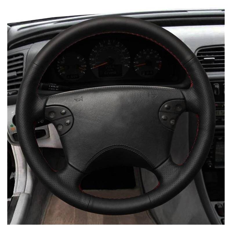 Lenkradschutz Für Benz Für CLK-Klasse W208 C208 E-Klasse W210 G-Klasse W463 1999-2003 Hand Nähen Auto Lenkrad Abdeckung Auto Zubehör Lenkrad Abdeckung (Farbe : Black Thread) von ESPYN