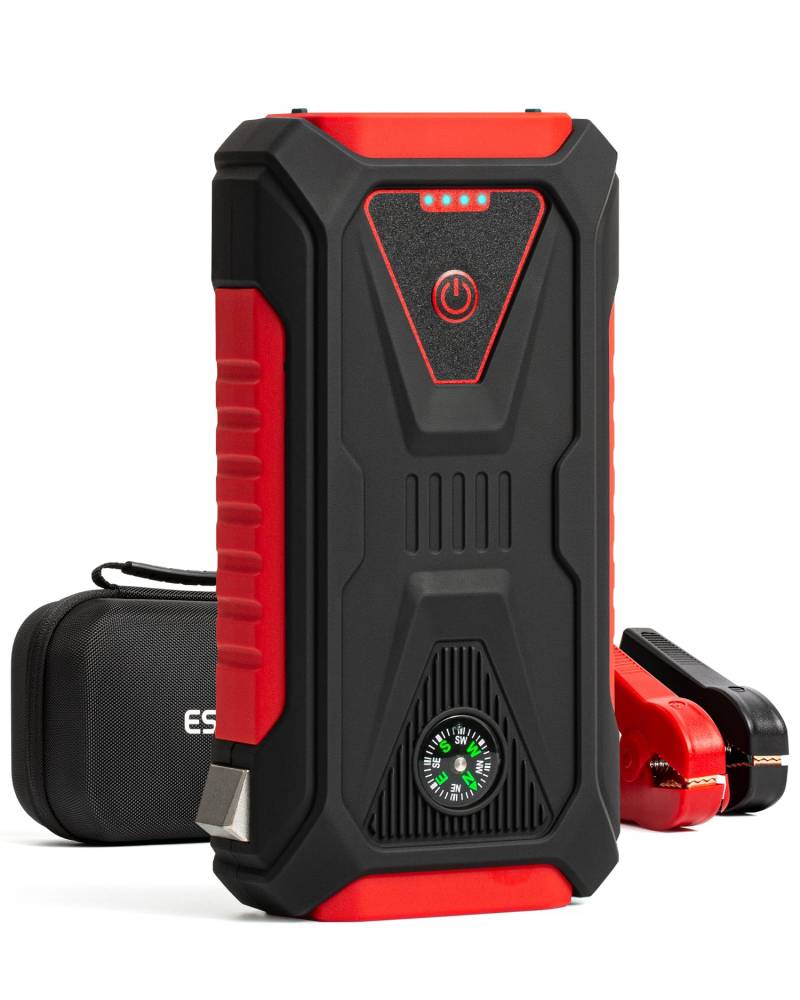 ESSAGER Auto-Starter 1500A Spitzenstrom 20000mAh Tragbare Starthilfe PD 60W Schnellladung, Outdoor Multifunktionale Power Bank mit LED-Notlicht für bis zu 7,5L Benzin und 6,0L Dieselmotoren von ESSAGER