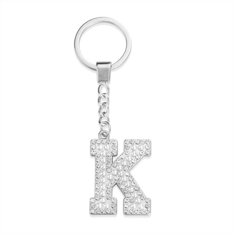 ESSPOC Anfangsbuchstabe Schlüsselanhänger/Kristalle Schlüsselanhänger A-Z Buchstabe Keychain Für Auto/Alphabet Schlüsselanhänger Für Frauen, K-Silber, K von ESSPOC