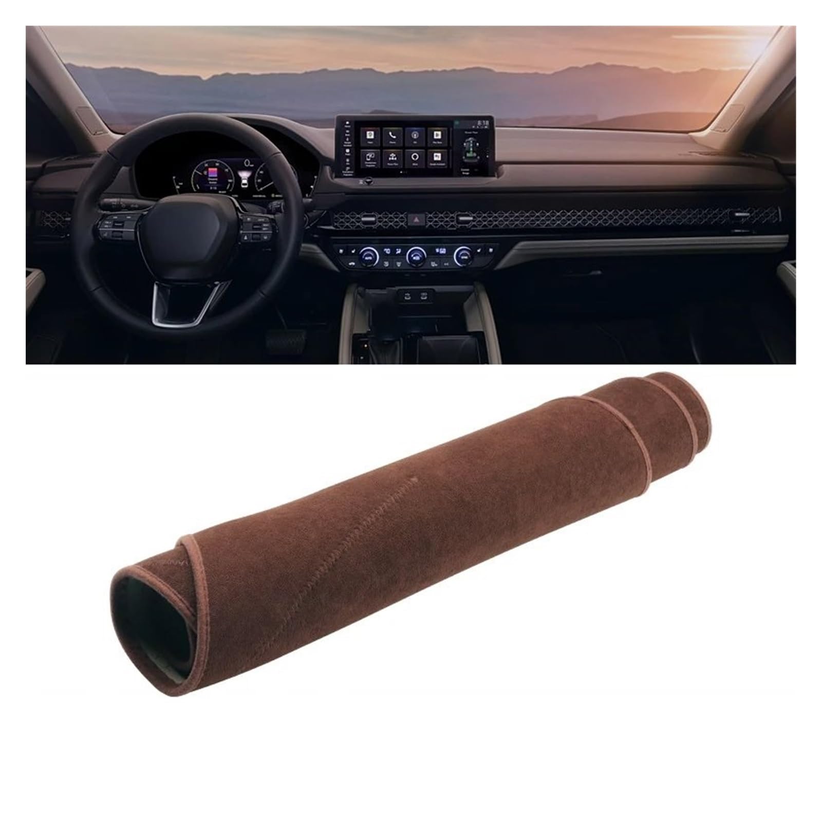 Auto Dashboard Matte Cover Für Accord 11th 2023 2024 Auto Armaturenbrett Abdeckung Pads Sonnenschutz Matten rutschfeste Fall Teppiche Innen Fall(Braun) von ESSUE