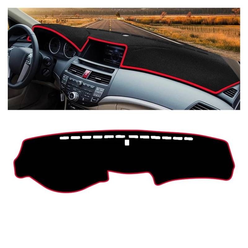 Auto Dashboard Matte Cover Für Accord 8th Gen 2008 2009 2010 2011 2012 Auto Dashboard Abdeckung Sonnenschutz Matte Pad Teppiche Innen(A Red Side LHD) von ESSUE