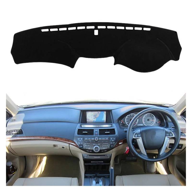 Auto Dashboard Matte Cover Für Accord Für Inspire 2008 2009 2010-2012 Armaturenbrettabdeckung Schutzpolster Matte Dashmat Sonnenblende Teppich(Schwarz,RHD) von ESSUE