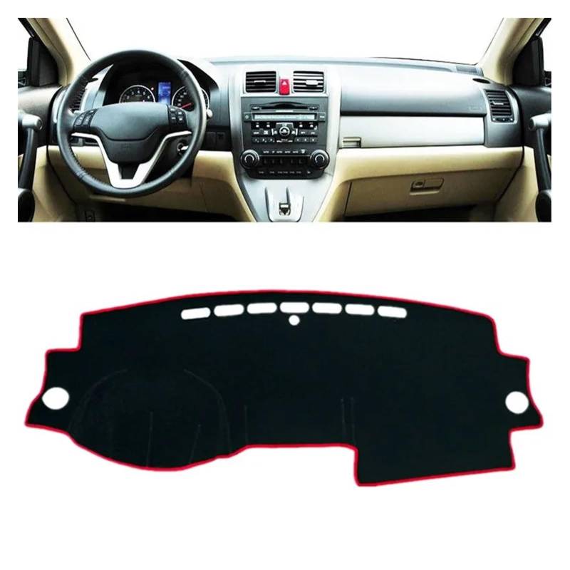 Auto Dashboard Matte Cover Für CR-V Für CRV 2007 2008 2009 2010 2011 Armaturenbrett-Abdeckungsmatte Armaturenbrett Sonnenblende Schützen Teppichkissen(Rot,Lhd) von ESSUE