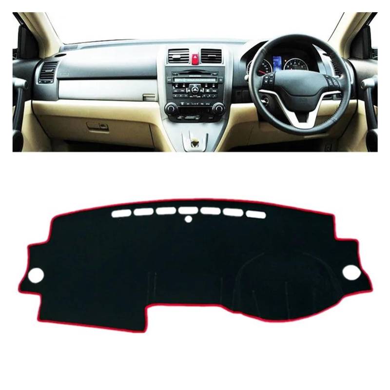 Auto Dashboard Matte Cover Für CR-V Für CRV 2007 2008 2009 2010 2011 Armaturenbrett-Abdeckungsmatte Armaturenbrett Sonnenblende Schützen Teppichkissen(Rot,RHD) von ESSUE