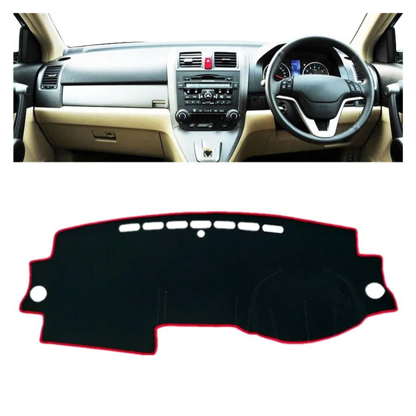 Auto Dashboard Matte Cover Für CR-V Für CRV 2007 2008 2009 2010 2011 Armaturenbrett-Abdeckungsmatte Armaturenbrett Sonnenblende Schützen Teppichkissen(Schwarz,RHD) von ESSUE