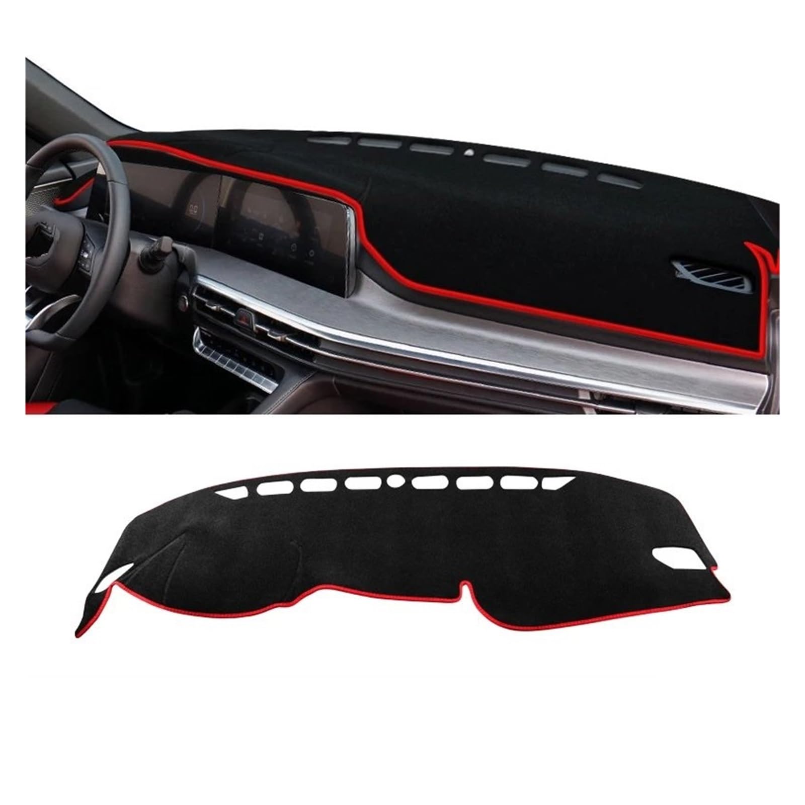 Auto Dashboard Matte Cover Für Changan Für CS35 Plus 2021 2022 2023 2024 Auto Armaturenbrettabdeckung Instrument Schreibtisch Sonnenschutzmatte rutschfeste Unterlage(A Red Side) von ESSUE