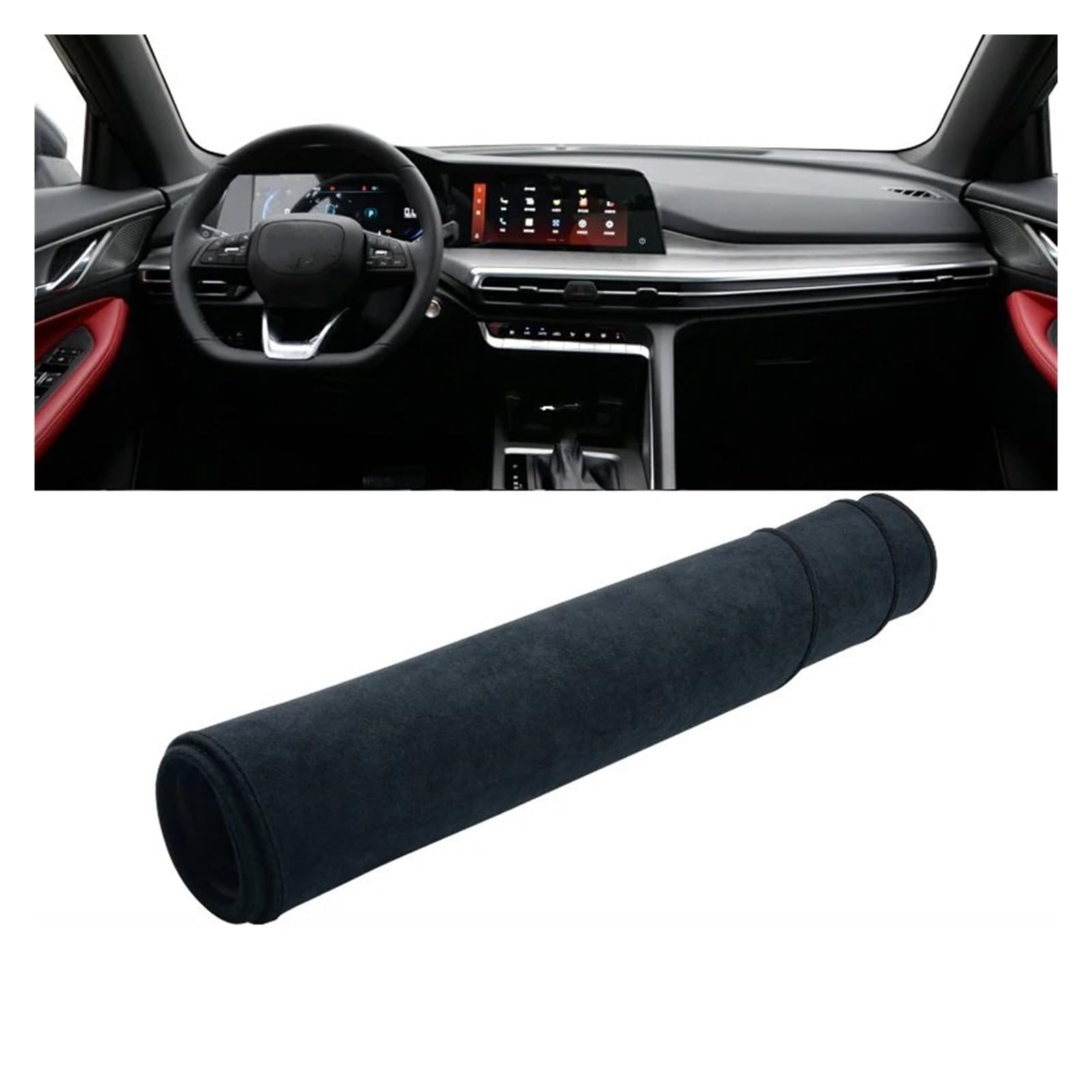 Auto Dashboard Matte Cover Für Changan Für CS35 Plus 2021 2022 2023 2024 Auto Armaturenbrettabdeckung Instrument Schreibtisch Sonnenschutzmatte rutschfeste Unterlage(B Black) von ESSUE