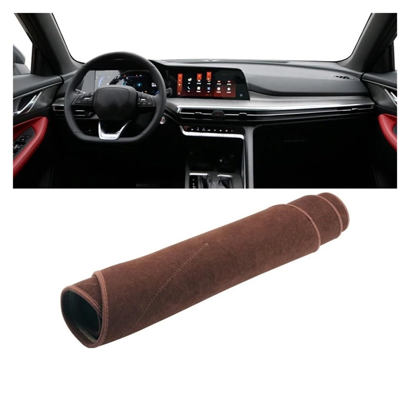 Auto Dashboard Matte Cover Für Changan Für CS35 Plus 2021 2022 2023 2024 Auto Armaturenbrettabdeckung Instrument Schreibtisch Sonnenschutzmatte rutschfeste Unterlage(B Brown) von ESSUE