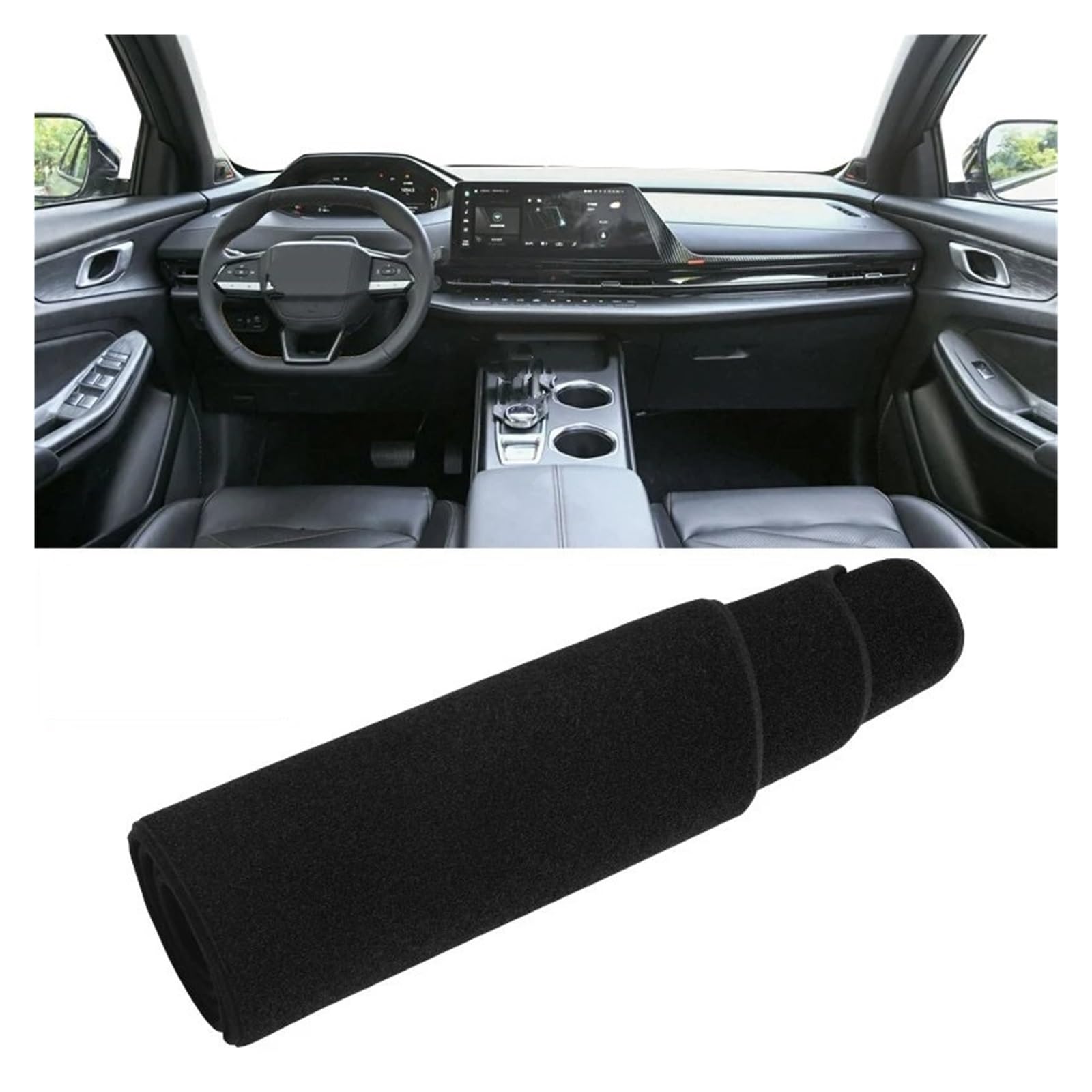 Auto Dashboard Matte Cover Für Changan Für CS55 Plus 2022 2023 2024 Für CS55Plus Auto Armaturenbrettabdeckung Instrumententisch Sonnenschutzmatte rutschfeste Unterlage(A Black Side) von ESSUE